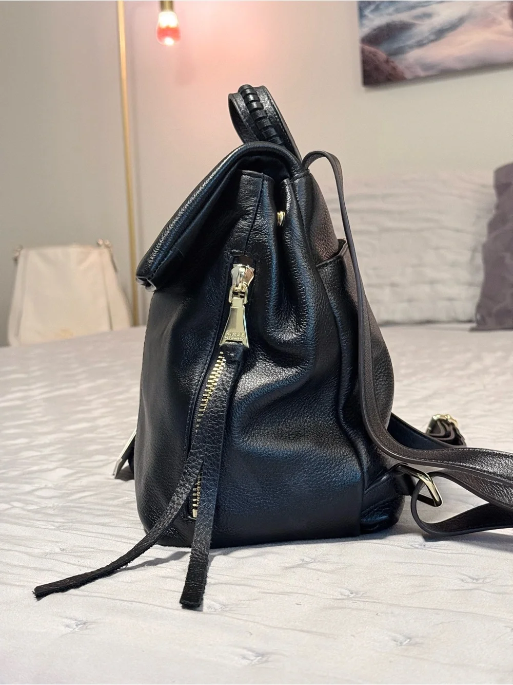 Aimee Kestenberg Bali Black Leather Backpack Purse